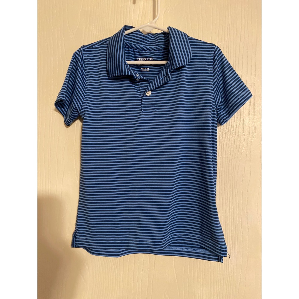 Crewcuts Boys Performance Polo Shirt Blue Striped Short Sleeve Size XS 4-5
0692